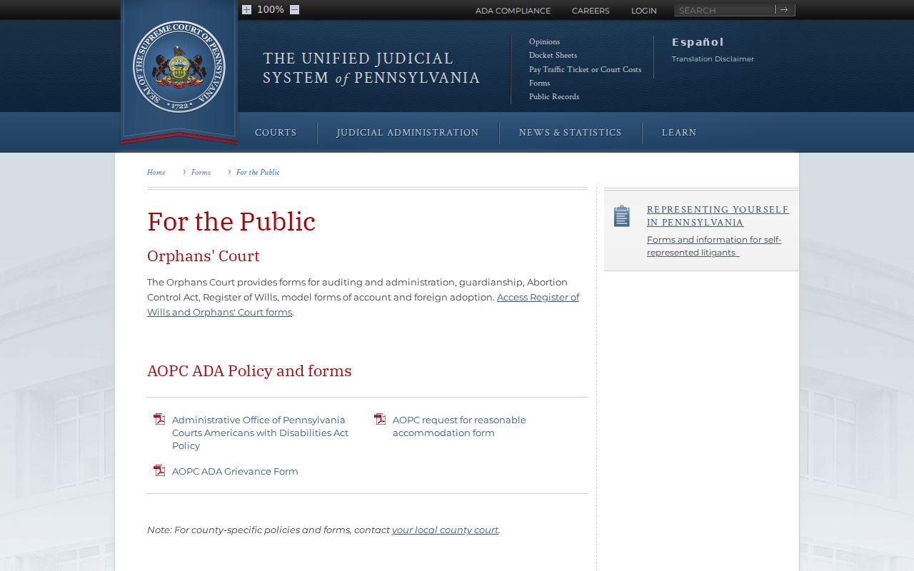 Pennsylvania public court forms used with Forest County criminal cases