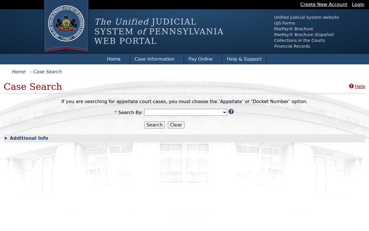 Unified Judicial System public docket search for Forest County criminal court cases
