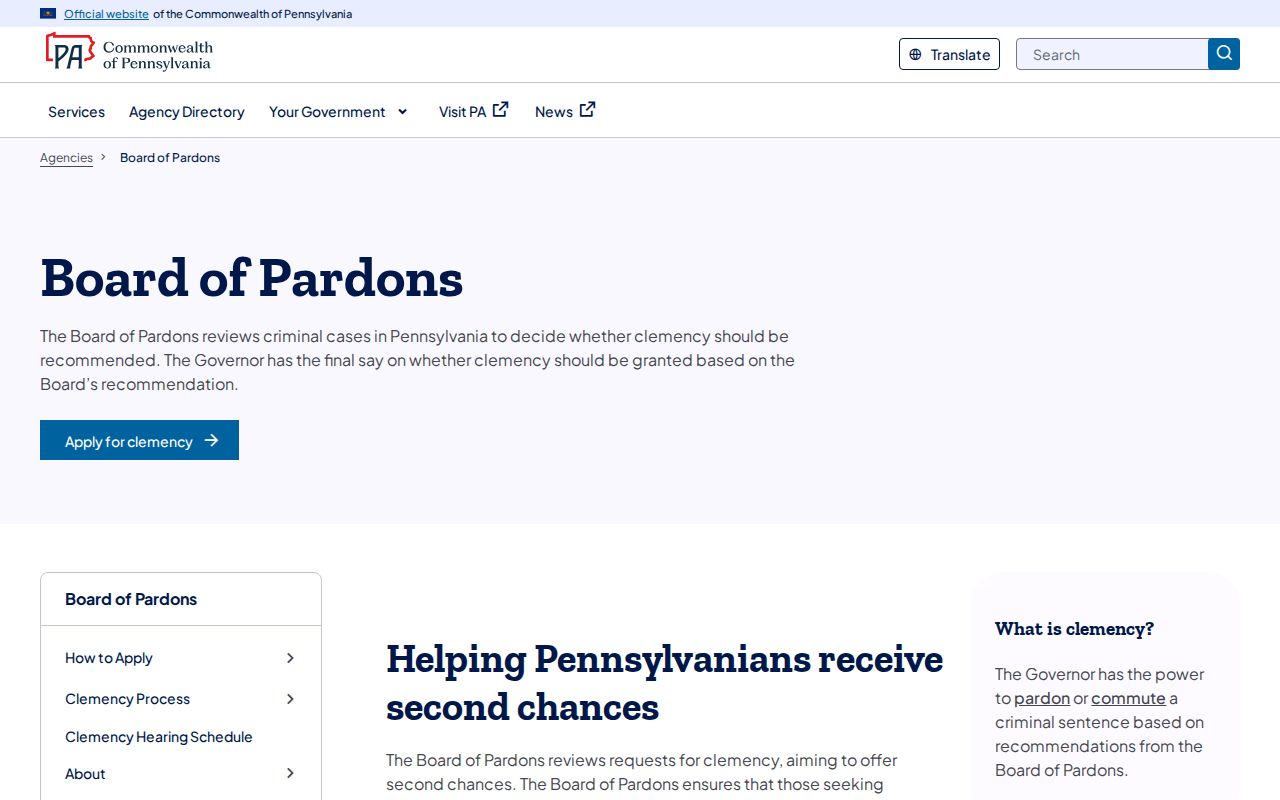 Forest County criminal record pardon information from Pennsylvania